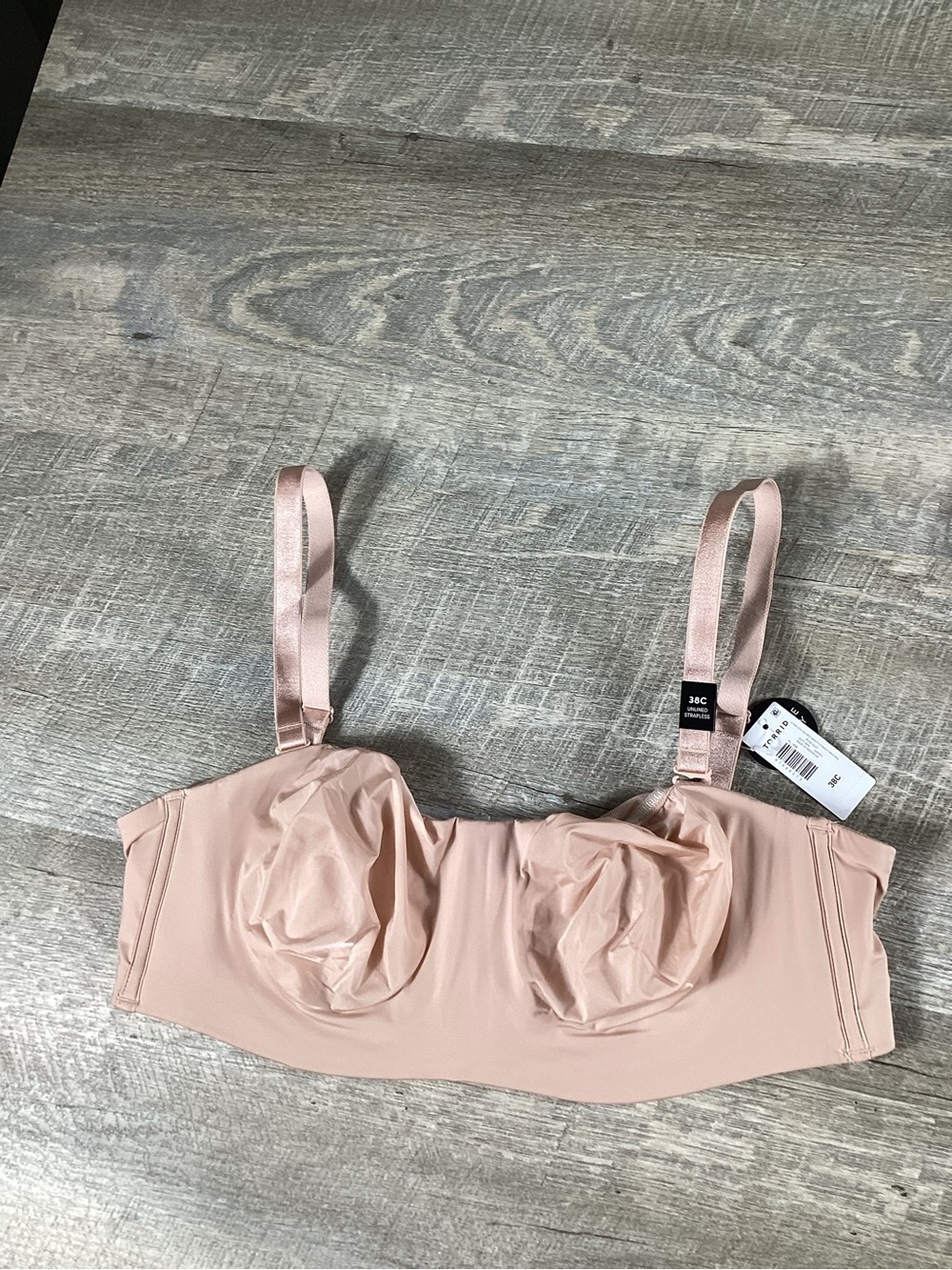 Torrid Unlined Strapless Bra 38C Blush Pink NWT